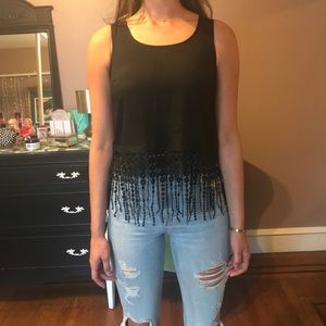 Black Fringe Blouse